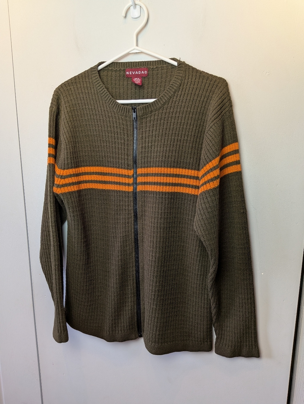 Y2K VINTAGE 2000 Men (Unisex) Full Zipper Cardigan Size Small Nevada Brand Brown